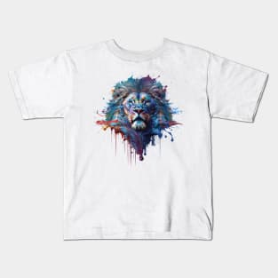 Lion Splash Art: Vibrant Fantasy Portrait #4 Kids T-Shirt